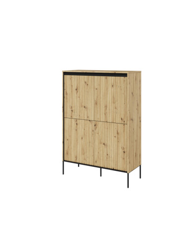 Komoda wysoka Trend TR-03, oświetlenie, 4 drzwi, front MDF ryflowany, dąb artisan/ czarny, LENART Komoda wysoka Trend TR-03, oświetlenie, 4 drzwi, front MDF ryflowany, dąb artisan/ czarny, LENART