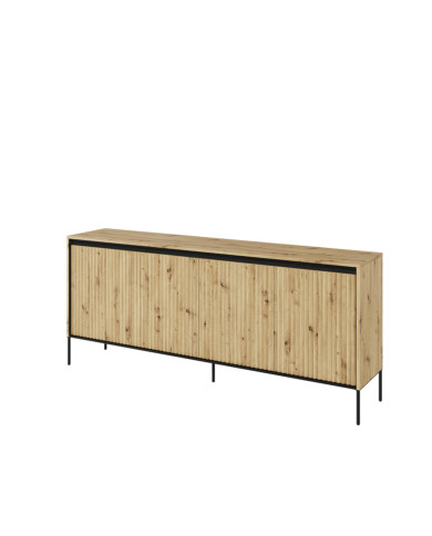 Komoda Trend TR-04, oświetlenie, 4 drzwi, front MDF ryflowany, dąb artisan/ czarny, LENART Komoda Trend TR-04, oświetlenie, 4 drzwi, front MDF ryflowany, dąb artisan/ czarny, LENART
