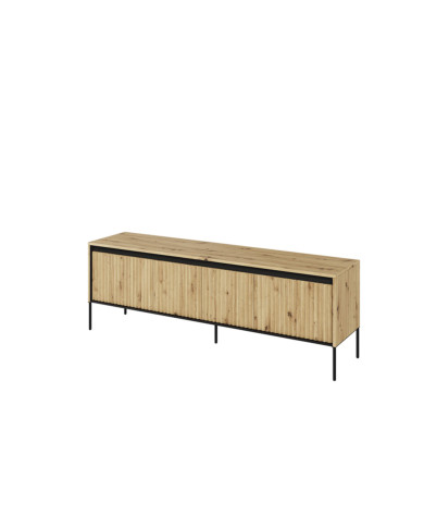 Szafka RTV Trend TR-05, oświetlenie, 4 drzwi, front MDF ryflowany, dąb artisan/ czarny, LENART Szafka RTV Trend TR-05, oświetlenie, 4 drzwi, front MDF ryflowany, dąb artisan/ czarny, LENART