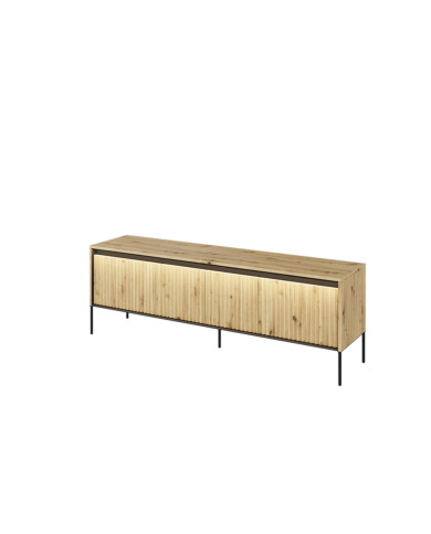 Szafka RTV Trend TR-05, oświetlenie, 4 drzwi, front MDF ryflowany, dąb artisan/ czarny, LENART Szafka RTV Trend TR-05, oświetlenie, 4 drzwi, front MDF ryflowany, dąb artisan/ czarny, LENART