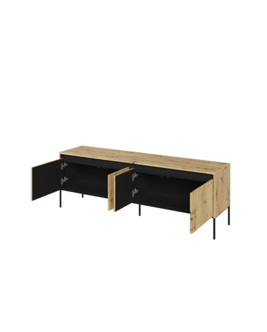 Szafka RTV Trend TR-05, oświetlenie, 4 drzwi, front MDF ryflowany, dąb artisan/ czarny, LENART Szafka RTV Trend TR-05, oświetlenie, 4 drzwi, front MDF ryflowany, dąb artisan/ czarny, LENART