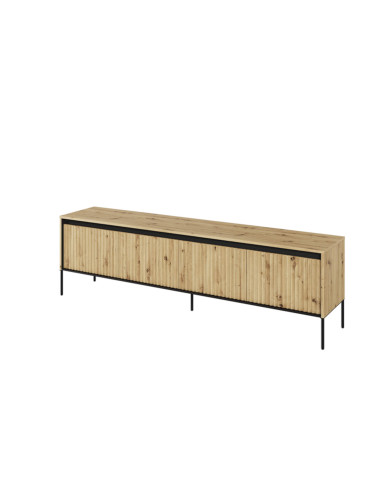 Szafka RTV Trend TR-06, oświetlenie, 4 drzwi, front MDF ryflowany, dąb artisan/ czarny, LENART Szafka RTV Trend TR-06, oświetlenie, 4 drzwi, front MDF ryflowany, dąb artisan/ czarny, LENART