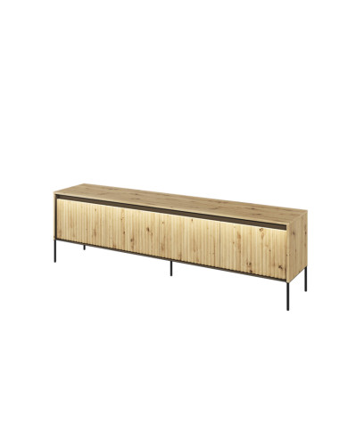 Szafka RTV Trend TR-06, oświetlenie, 4 drzwi, front MDF ryflowany, dąb artisan/ czarny, LENART Szafka RTV Trend TR-06, oświetlenie, 4 drzwi, front MDF ryflowany, dąb artisan/ czarny, LENART