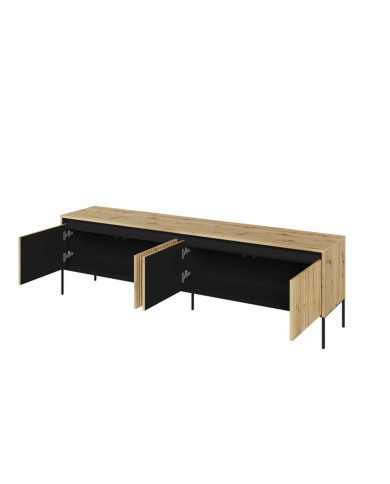 Szafka RTV Trend TR-06, oświetlenie, 4 drzwi, front MDF ryflowany, dąb artisan/ czarny, LENART Szafka RTV Trend TR-06, oświetlenie, 4 drzwi, front MDF ryflowany, dąb artisan/ czarny, LENART