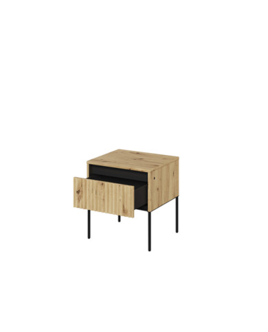 Stolik nocny TREND TR-10, oświetlenie, szuflada, dąb artisan/ czarny, LENART Stolik nocny TREND TR-10, oświetlenie, szuflada, dąb artisan/ czarny, LENART