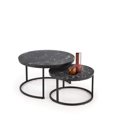 Stoliki kawowe Java, 2w1, czarny marmur, metalowa czarna podstawa, HALMAR Stoliki kawowe Java, 2w1, czarny marmur, metalowa czarna podstawa, HALMAR