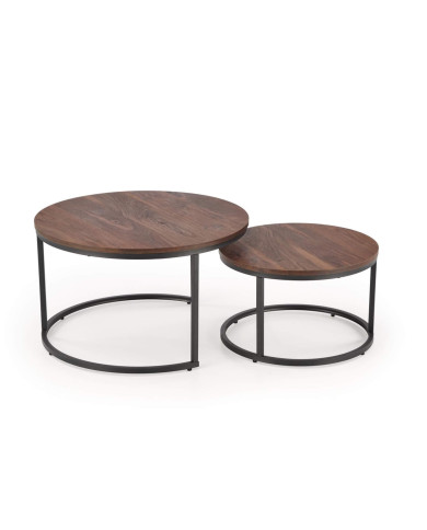 Stoliki kawowe Java, 2w1, orzechowe, metalowa czarna podstawa, HALMAR Stoliki kawowe Java, 2w1, orzechowe, metalowa czarna podstawa, HALMAR