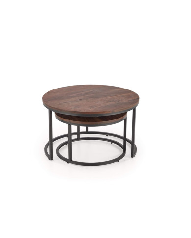 Stoliki kawowe Java, 2w1, orzechowe, metalowa czarna podstawa, HALMAR Stoliki kawowe Java, 2w1, orzechowe, metalowa czarna podstawa, HALMAR