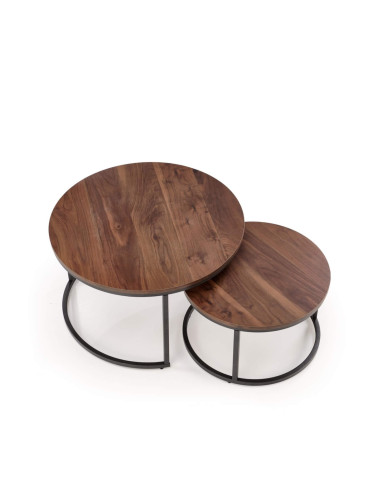 Stoliki kawowe Java, 2w1, orzechowe, metalowa czarna podstawa, HALMAR Stoliki kawowe Java, 2w1, orzechowe, metalowa czarna podstawa, HALMAR