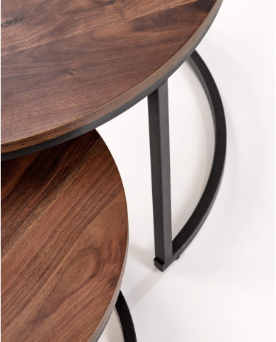 Stoliki kawowe Java, 2w1, orzechowe, metalowa czarna podstawa, HALMAR Stoliki kawowe Java, 2w1, orzechowe, metalowa czarna podstawa, HALMAR