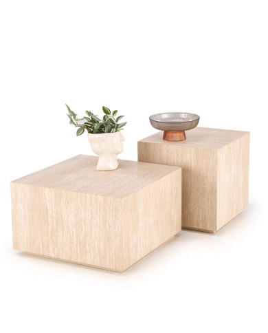 Stolik kawowy Travertinio S, kwadratowy, trawertyn, 45x45x45 cm, HALMAR Stolik kawowy Travertinio S, kwadratowy, trawertyn, 45x45x45 cm, HALMAR