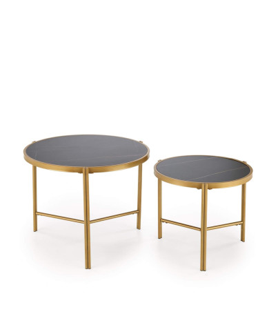 Stoliki kawowe Fatima, 2w1, czarny marmur, metalowa złota podstawa, HALMAR Stoliki kawowe Fatima, 2w1, czarny marmur, metalowa złota podstawa, HALMAR