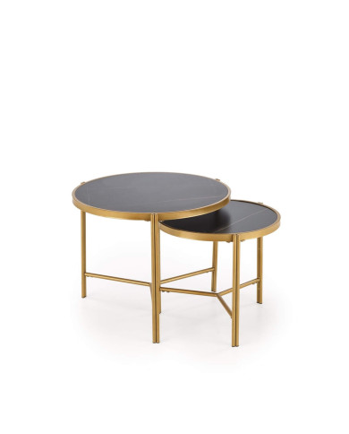 Stoliki kawowe Fatima, 2w1, czarny marmur, metalowa złota podstawa, HALMAR Stoliki kawowe Fatima, 2w1, czarny marmur, metalowa złota podstawa, HALMAR