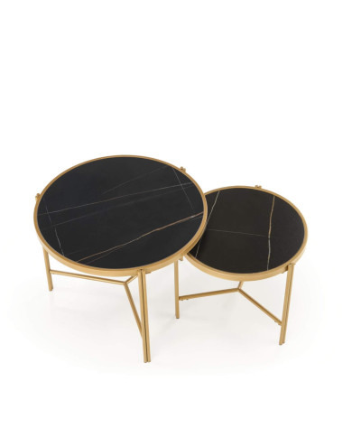 Stoliki kawowe Fatima, 2w1, czarny marmur, metalowa złota podstawa, HALMAR Stoliki kawowe Fatima, 2w1, czarny marmur, metalowa złota podstawa, HALMAR