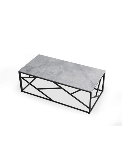 Stolik kawowy Universe 2, spiek ceramiczny szary marmur, prostokątny, metalowa czarna podstawa, HALMAR Stolik kawowy Universe 2, spiek ceramiczny szary marmur, prostokątny, metalowa czarna podstawa, HALMAR