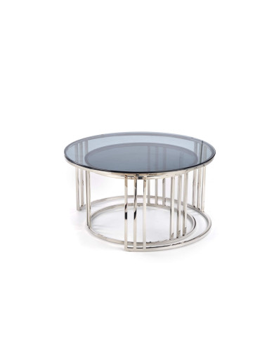 Stoliki kawowe Mercury 2w1, szklane dymione blaty, okrągłe, podstawa metalowa chrom, HALMAR Stoliki kawowe Mercury 2w1, szklane dymione blaty, okrągłe, podstawa metalowa chrom, HALMAR