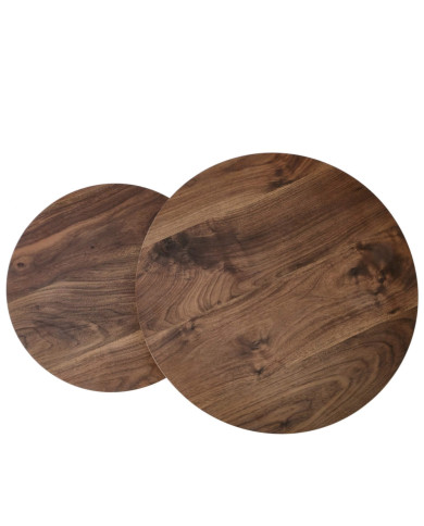 Stoliki kawowe Oreo 2w1, orzechowe, okrągłe, metalowa czarna podstawa, HALMAR Stoliki kawowe Oreo 2w1, orzechowe, okrągłe, metalowa czarna podstawa, HALMAR