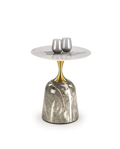 Stolik kawowy Rosa, biały marmur/popielaty marmur/złoty, okrągły, HALMAR Stolik kawowy Rosa, biały marmur/popielaty marmur/złoty, okrągły, HALMAR