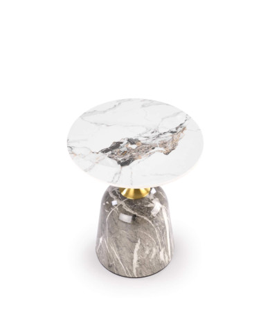 Stolik kawowy Rosa, biały marmur/popielaty marmur/złoty, okrągły, HALMAR Stolik kawowy Rosa, biały marmur/popielaty marmur/złoty, okrągły, HALMAR