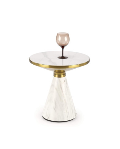 Stolik kawowy Talbi, biały marmur/złoty, okrągły, HALMAR Stolik kawowy Talbi, biały marmur/złoty, okrągły, HALMAR