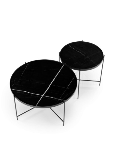 Stoliki kawowe Julieta 2w1, czarny marmur, okrągłe, metalowa czarna podstawa, HALMAR Stoliki kawowe Julieta 2w1, czarny marmur, okrągłe, metalowa czarna podstawa, HALMAR