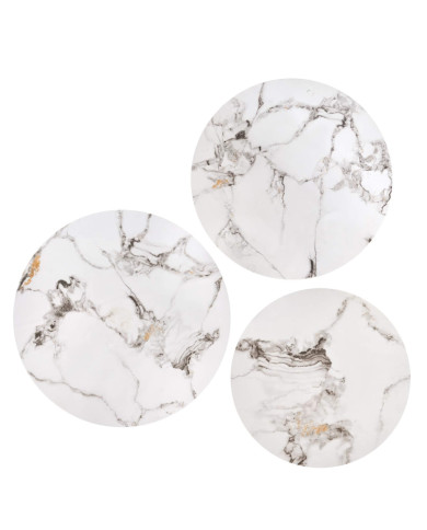 Stoliki kawowe Gilda 3w1, okrągłe, biały marmur, metalowa czarna podstawa, HALMAR Stoliki kawowe Gilda 3w1, okrągłe, biały marmur, metalowa czarna podstawa, HALMAR
