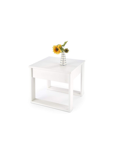 Stolik kawowy Nea z szufladą, biały, kwadratowy, 60/60/52 cm, HALMAR Stolik kawowy Nea z szufladą, biały, kwadratowy, 60/60/52 cm, HALMAR