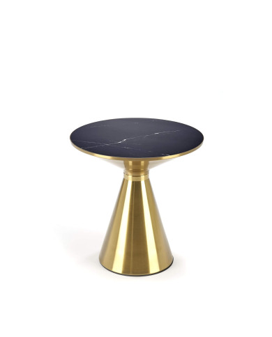 Stolik kawowy Tribeca, okrągły, czarny marmur, podstawa metalowa złota, HALMAR Stolik kawowy Tribeca, okrągły, czarny marmur, podstawa metalowa złota, HALMAR