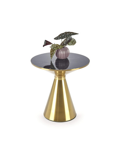 Stolik kawowy Tribeca, okrągły, czarny marmur, podstawa metalowa złota, HALMAR Stolik kawowy Tribeca, okrągły, czarny marmur, podstawa metalowa złota, HALMAR