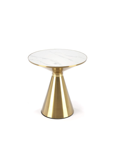 Stolik kawowy Tribeca, okrągły, biały marmur, podstawa metalowa złota, HALMAR Stolik kawowy Tribeca, okrągły, biały marmur, podstawa metalowa złota, HALMAR