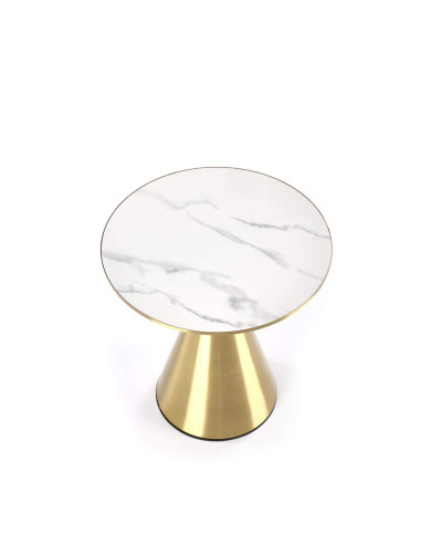 Stolik kawowy Tribeca, okrągły, biały marmur, podstawa metalowa złota, HALMAR Stolik kawowy Tribeca, okrągły, biały marmur, podstawa metalowa złota, HALMAR