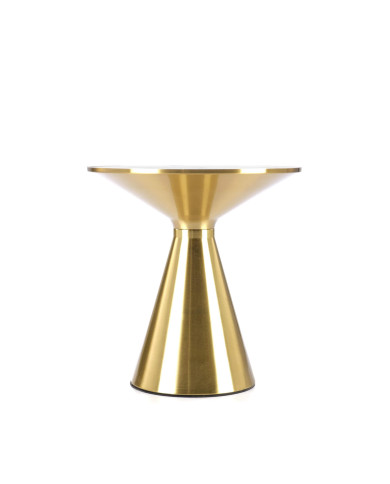 Stolik kawowy Tribeca, okrągły, biały marmur, podstawa metalowa złota, HALMAR Stolik kawowy Tribeca, okrągły, biały marmur, podstawa metalowa złota, HALMAR