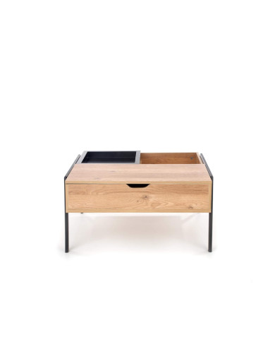 Stolik kawowy Podium, prostokątny, naturalny/czarny, metalowe czarne nogi, HALMAR Stolik kawowy Podium, prostokątny, naturalny/czarny, metalowe czarne nogi, HALMAR