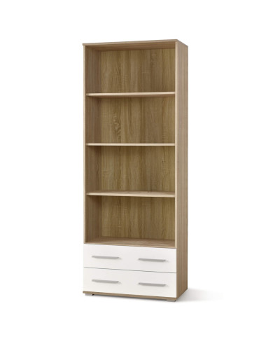 Regał 80 cm, REG3 Lima, biały/dąb sonoma, szuflady, półki, HALMAR Regał 80 cm, REG3 Lima, biały/dąb sonoma, szuflady, półki, HALMAR