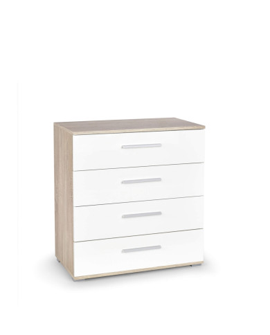 Komoda Lima KM-3, dąb sonoma/biały połysk, z szufladami, HALMAR Komoda Lima KM-3, dąb sonoma/biały połysk, z szufladami, HALMAR