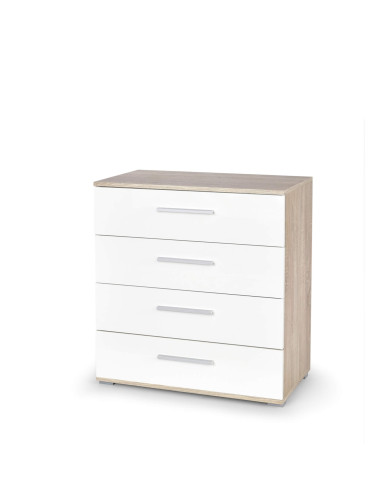 Komoda Lima KM-3, dąb sonoma/biały połysk, z szufladami, HALMAR Komoda Lima KM-3, dąb sonoma/biały połysk, z szufladami, HALMAR