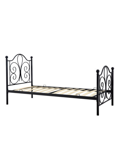 Łóżko metalowe Panama 90-Loz, ze stelażem, 90x200 cm, czarne, HALMAR Łóżko metalowe Panama 90-Loz, ze stelażem, 90x200 cm, czarne, HALMAR