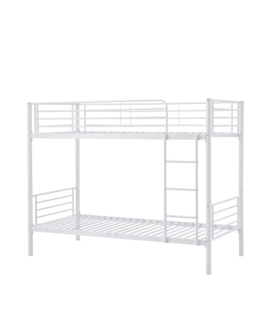 Łóżko piętrowe Bunky, metalowe, ze stelażem, o powierzchni 90x200 cm, białe, HALMAR Łóżko piętrowe Bunky, metalowe, ze stelażem, o powierzchni 90x200 cm, białe, HALMAR