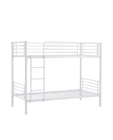 Łóżko piętrowe Bunky, metalowe, ze stelażem, o powierzchni 90x200 cm, białe, HALMAR Łóżko piętrowe Bunky, metalowe, ze stelażem, o powierzchni 90x200 cm, białe, HALMAR