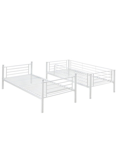 Łóżko piętrowe Bunky, metalowe, ze stelażem, o powierzchni 90x200 cm, białe, HALMAR Łóżko piętrowe Bunky, metalowe, ze stelażem, o powierzchni 90x200 cm, białe, HALMAR