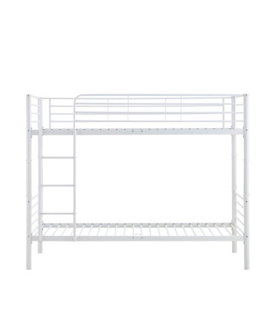 Łóżko piętrowe Bunky, metalowe, ze stelażem, o powierzchni 90x200 cm, białe, HALMAR Łóżko piętrowe Bunky, metalowe, ze stelażem, o powierzchni 90x200 cm, białe, HALMAR
