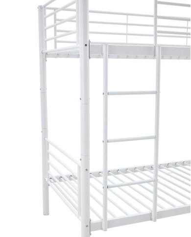 Łóżko piętrowe Bunky, metalowe, ze stelażem, o powierzchni 90x200 cm, białe, HALMAR Łóżko piętrowe Bunky, metalowe, ze stelażem, o powierzchni 90x200 cm, białe, HALMAR