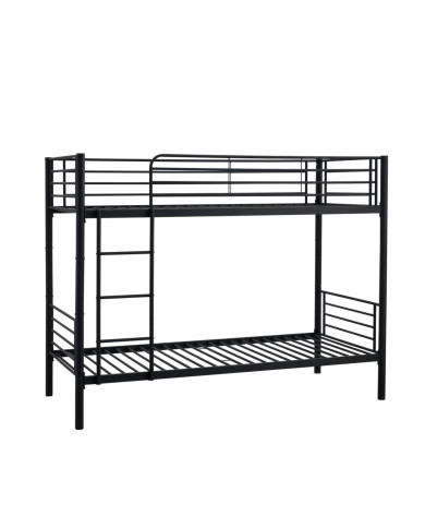 Łóżko piętrowe Bunky, metalowe, ze stelażem, o powierzchni 90x200 cm, czarne, HALMAR Łóżko piętrowe Bunky, metalowe, ze stelażem, o powierzchni 90x200 cm, czarne, HALMAR