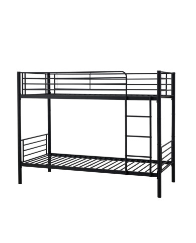 Łóżko piętrowe Bunky, metalowe, ze stelażem, o powierzchni 90x200 cm, czarne, HALMAR Łóżko piętrowe Bunky, metalowe, ze stelażem, o powierzchni 90x200 cm, czarne, HALMAR