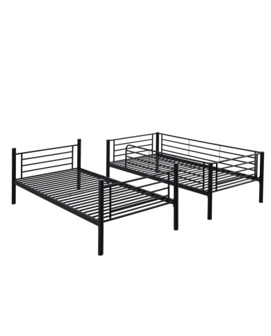 Łóżko piętrowe Bunky, metalowe, ze stelażem, o powierzchni 90x200 cm, czarne, HALMAR Łóżko piętrowe Bunky, metalowe, ze stelażem, o powierzchni 90x200 cm, czarne, HALMAR