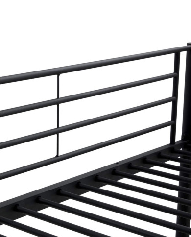 Łóżko piętrowe Bunky, metalowe, ze stelażem, o powierzchni 90x200 cm, czarne, HALMAR Łóżko piętrowe Bunky, metalowe, ze stelażem, o powierzchni 90x200 cm, czarne, HALMAR