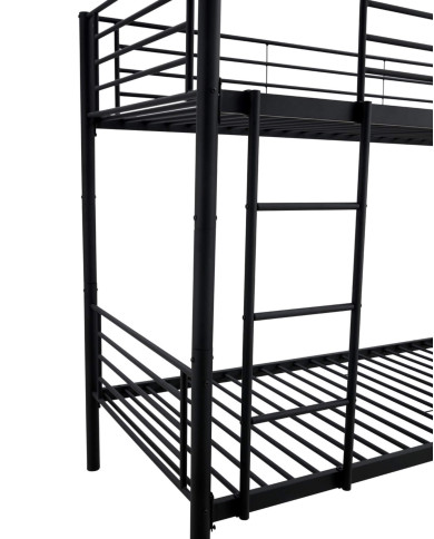 Łóżko piętrowe Bunky, metalowe, ze stelażem, o powierzchni 90x200 cm, czarne, HALMAR Łóżko piętrowe Bunky, metalowe, ze stelażem, o powierzchni 90x200 cm, czarne, HALMAR