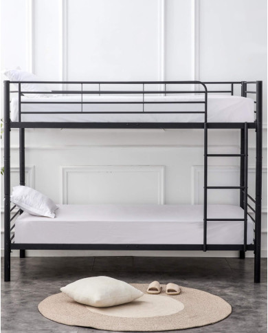Łóżko piętrowe Bunky, metalowe, ze stelażem, o powierzchni 90x200 cm, czarne, HALMAR Łóżko piętrowe Bunky, metalowe, ze stelażem, o powierzchni 90x200 cm, czarne, HALMAR