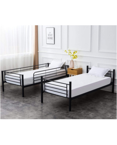 Łóżko piętrowe Bunky, metalowe, ze stelażem, o powierzchni 90x200 cm, czarne, HALMAR Łóżko piętrowe Bunky, metalowe, ze stelażem, o powierzchni 90x200 cm, czarne, HALMAR