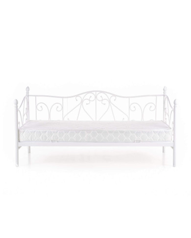 Łóżko metalowe Sumatra, ze stelażem, o powierzchni 90x200 cm, białe, HALMAR Łóżko metalowe Sumatra, ze stelażem, o powierzchni 90x200 cm, białe, HALMAR